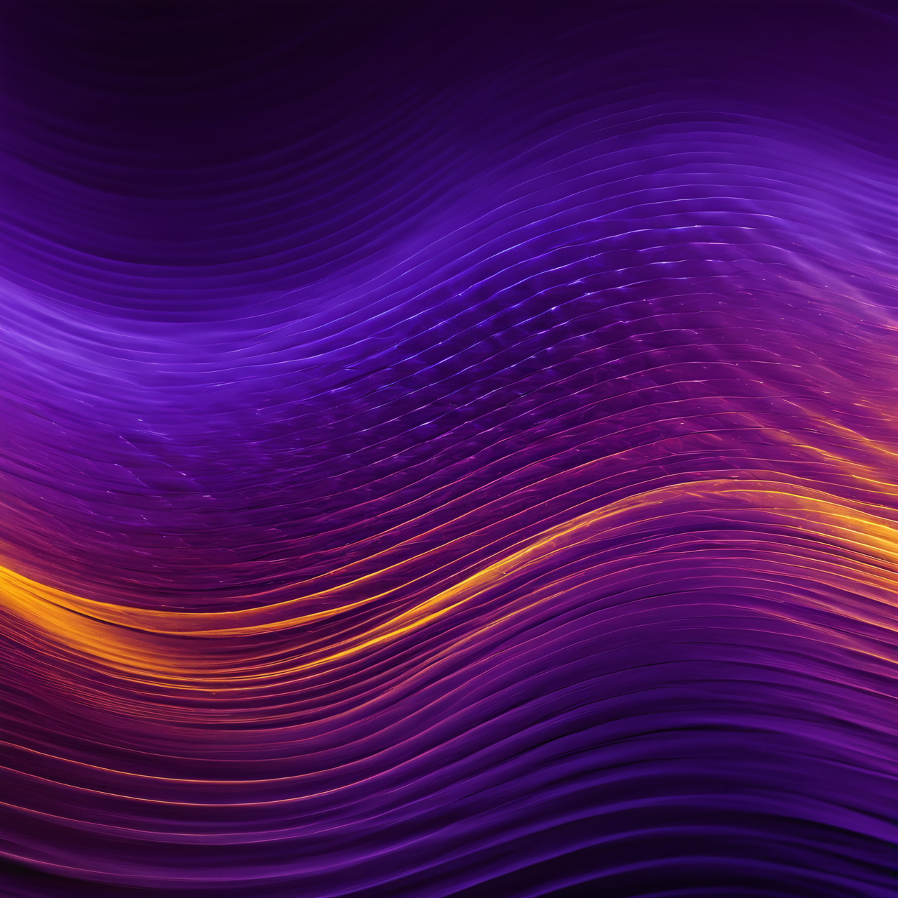 Abstract flowing waves of warm amber and violet light, representing digital resonance and organic texture.