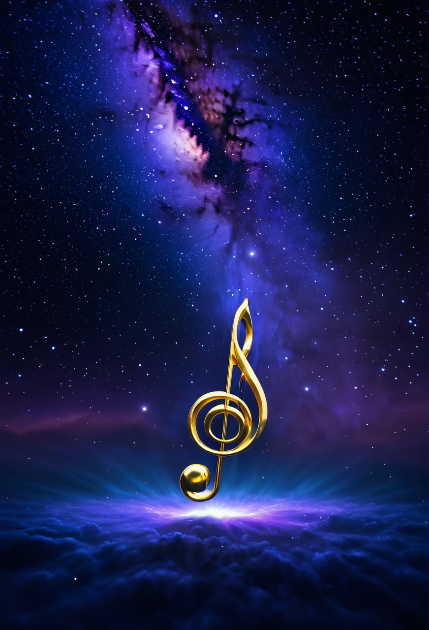 A single, glowing golden pulse of light floating in a vast, quiet, dark purple and blue cosmic void.